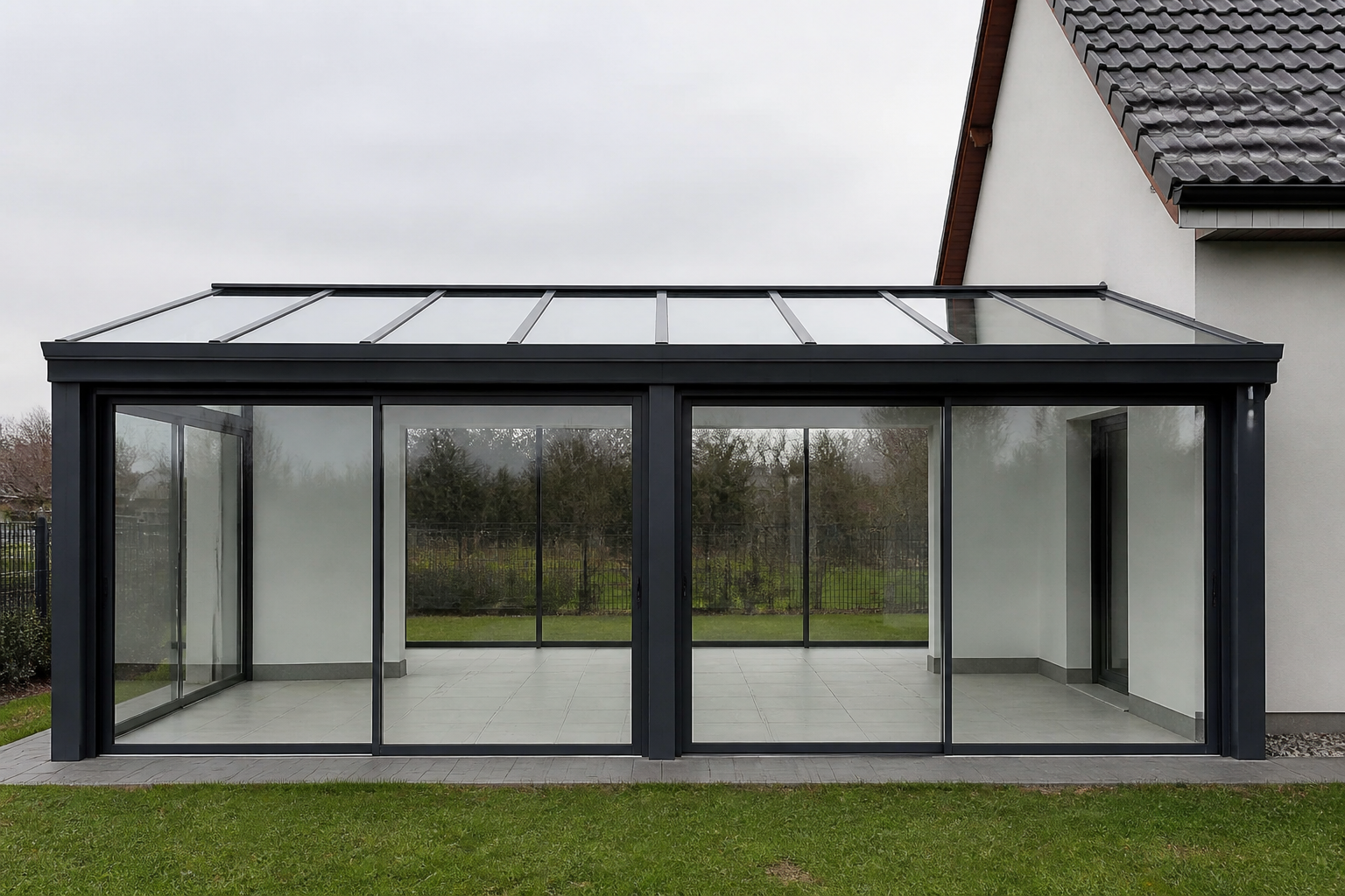 Illustrative Darstellung zum Ratgeberthema Wintergarten aus Aluminium: Profile, Oberfläche und Planung