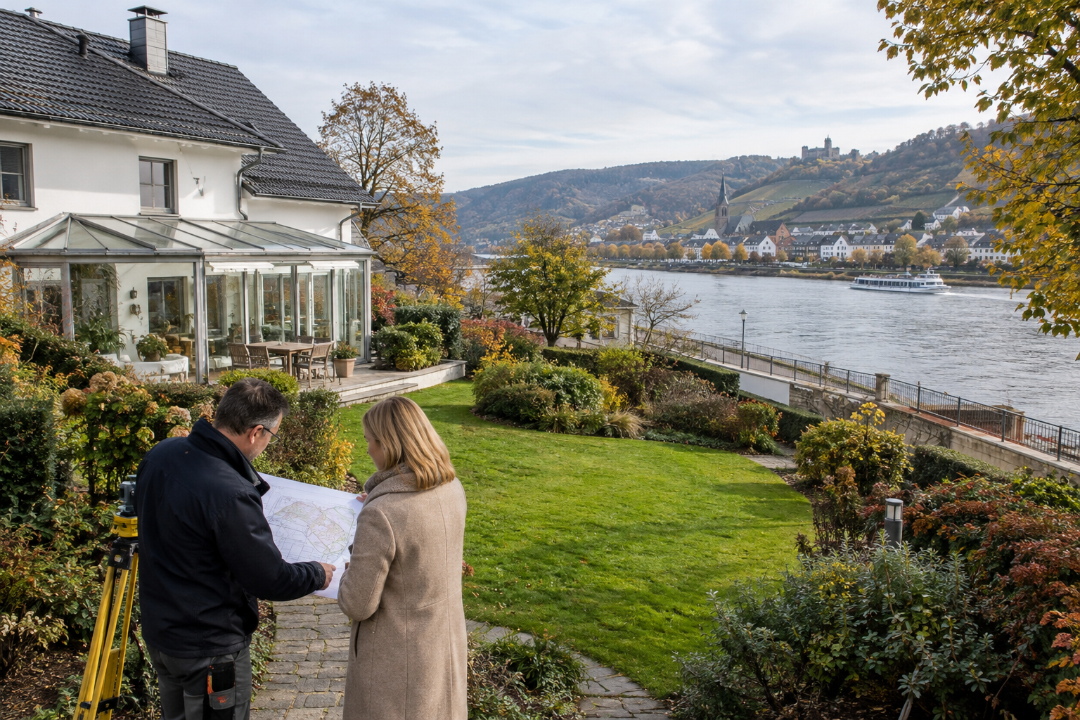 Illustrative Darstellung zum Ratgeberthema Wintergarten im Überschwemmungsgebiet: Ist der Standort überhaupt tragfähig?